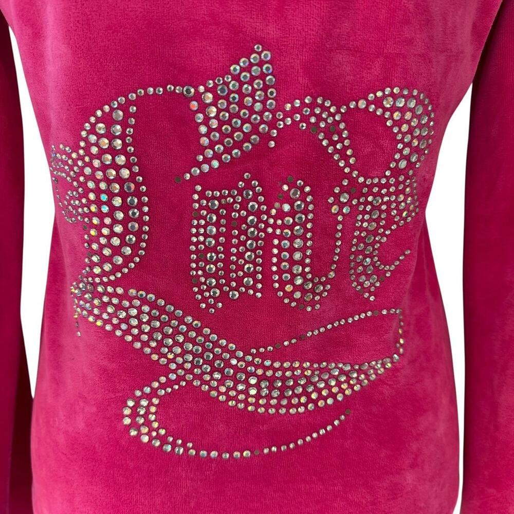 Vintage Ankh Y2K Hoodie Pink Velour Rhinestone Track Jacket Zip Up USA Bling - Picture 6 of 11